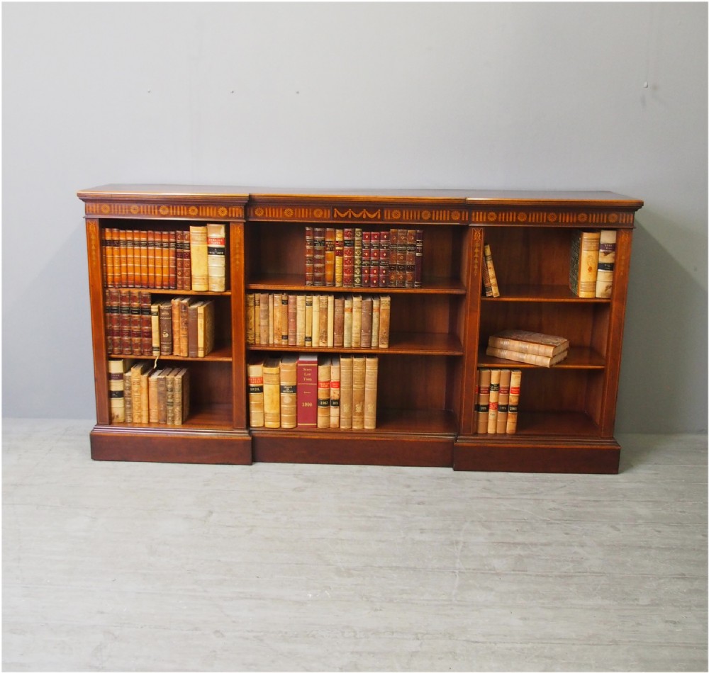Sheraton Style Inlaid Mahogany Open Bookcase