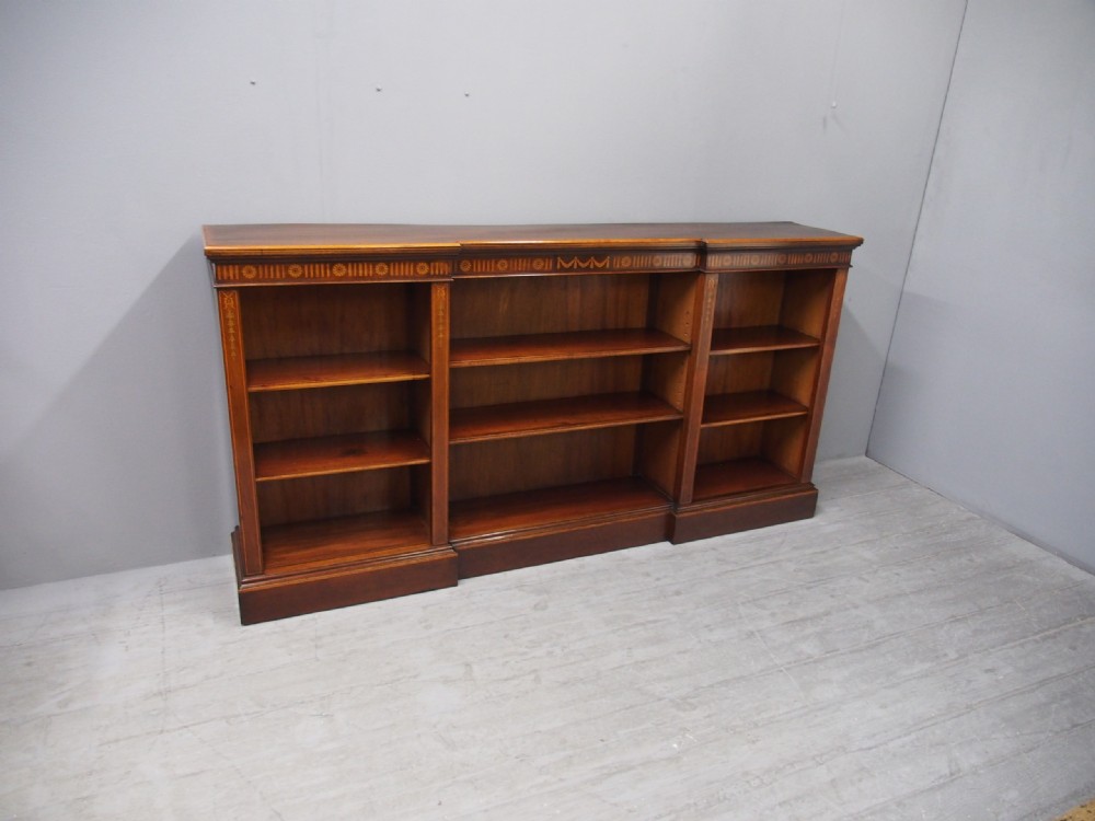 Sheraton Style Inlaid Mahogany Open Bookcase View III
