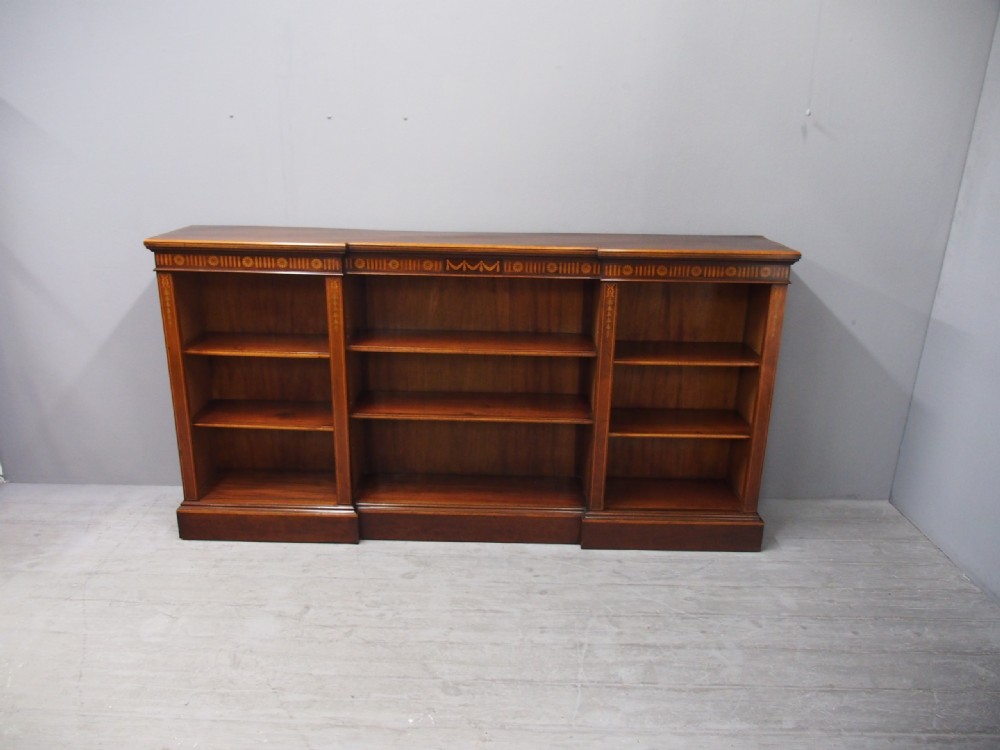Sheraton Style Inlaid Mahogany Open Bookcase View IV