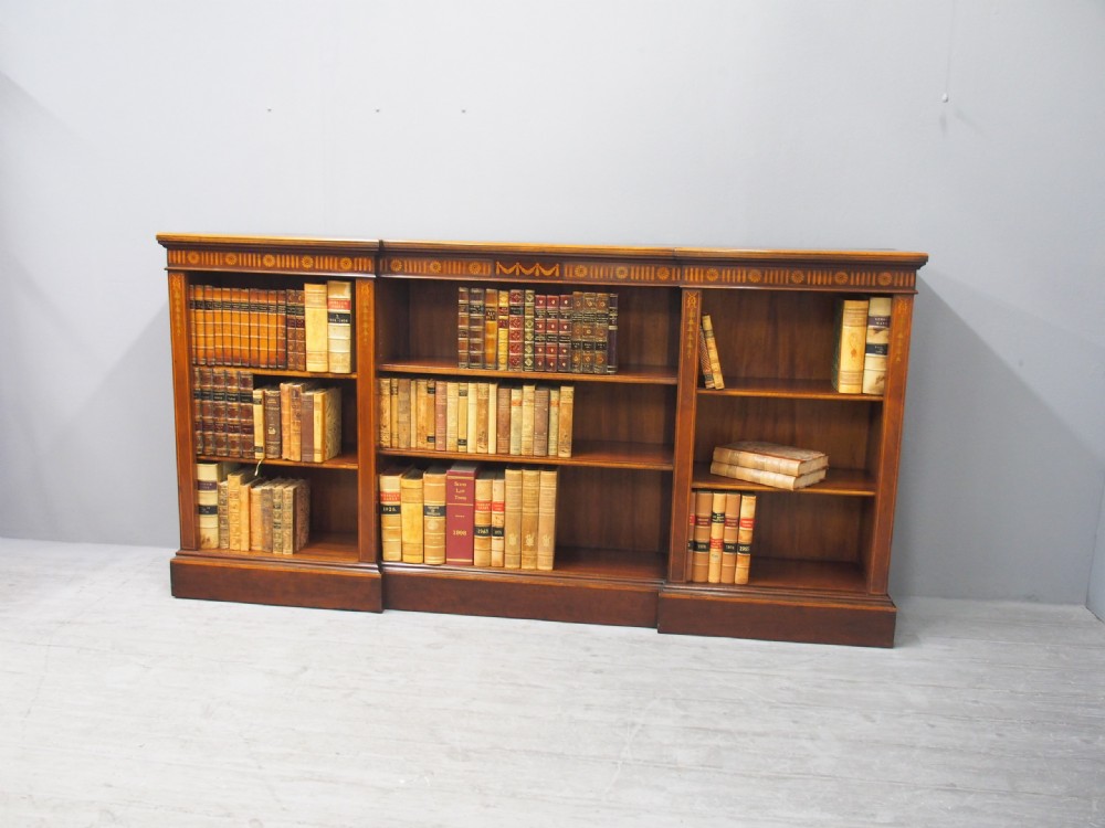 Sheraton Style Inlaid Mahogany Open Bookcase View V