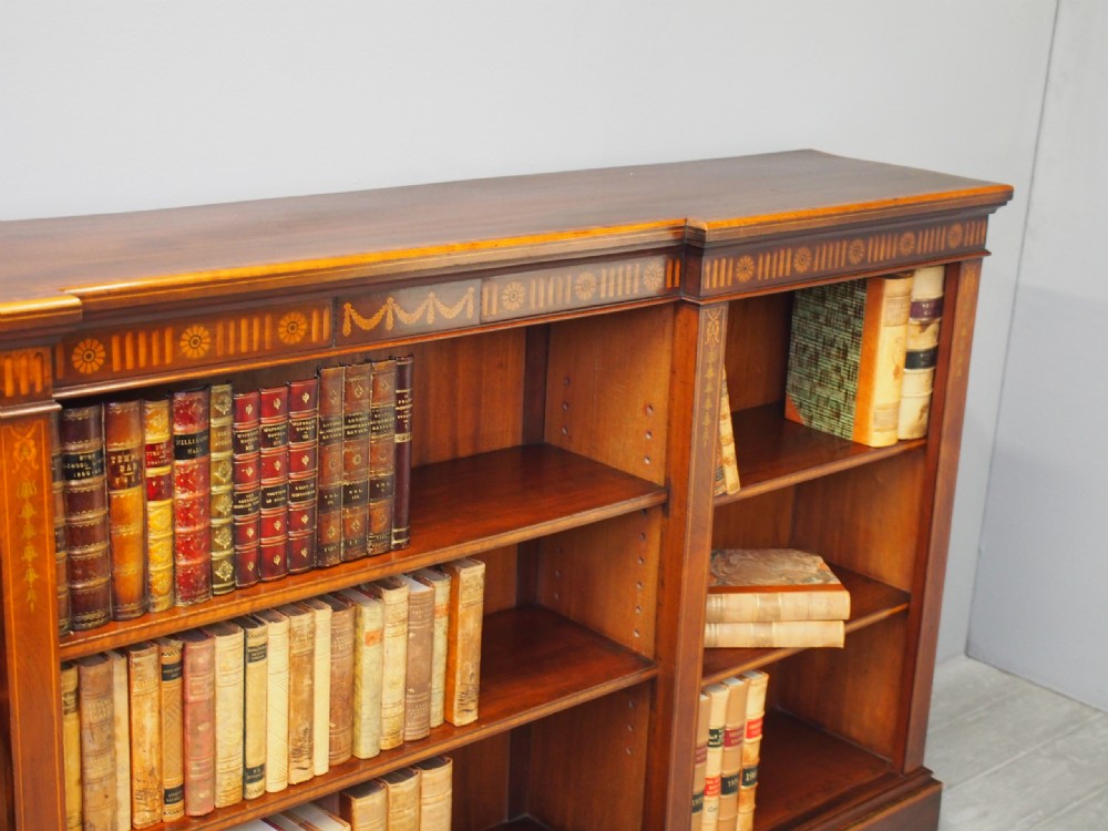 Sheraton Style Inlaid Mahogany Open Bookcase View VIII