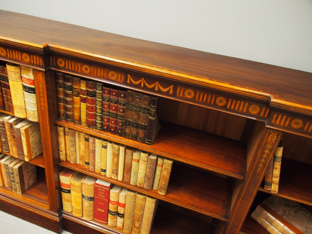 Sheraton Style Inlaid Mahogany Open Bookcase View XIII