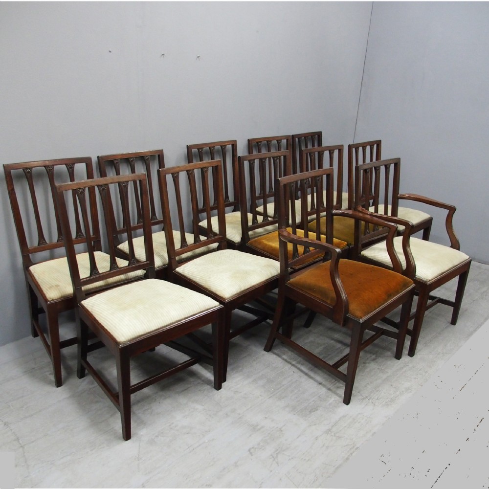 Set of 12 Scottish George III Mahogany Dining Chairs