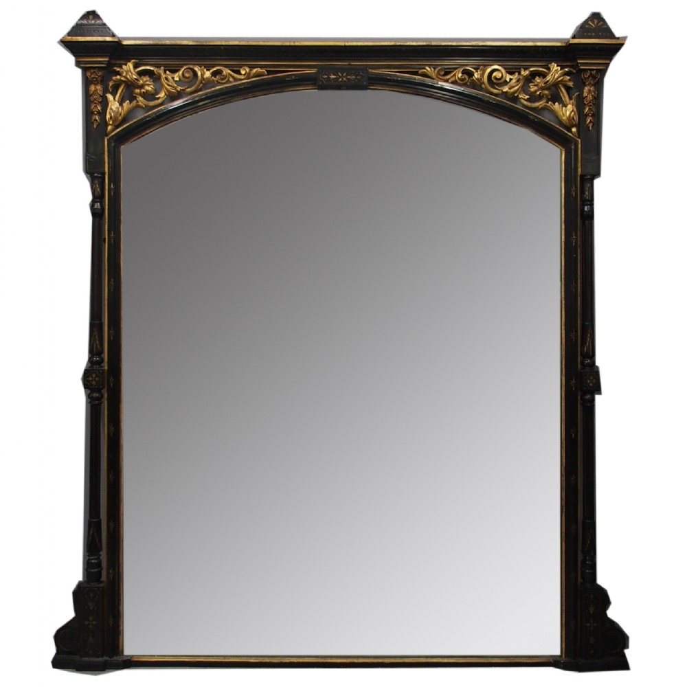 Aesthetic Movement Style Ebonized Overmantel Mirror