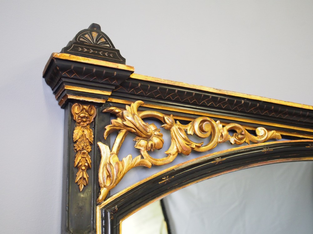 Aesthetic Movement Style Ebonized Overmantel Mirror View III