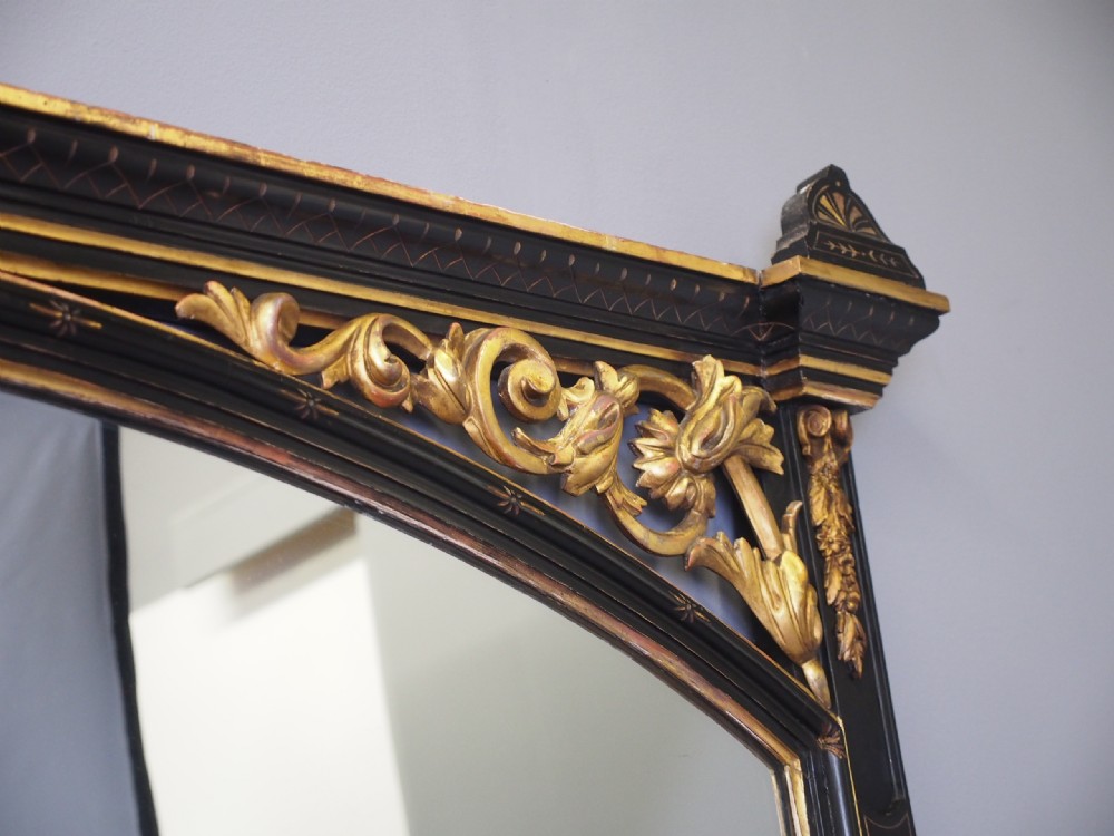 Aesthetic Movement Style Ebonized Overmantel Mirror View V