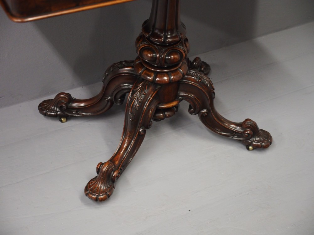 Mid Victorian Burr Walnut Foldover Card Table View IV