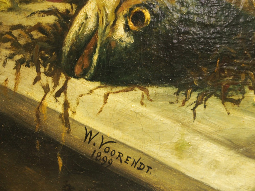 Dutch Oil Painting of Fish and Lobster by W. Voorendt View VII