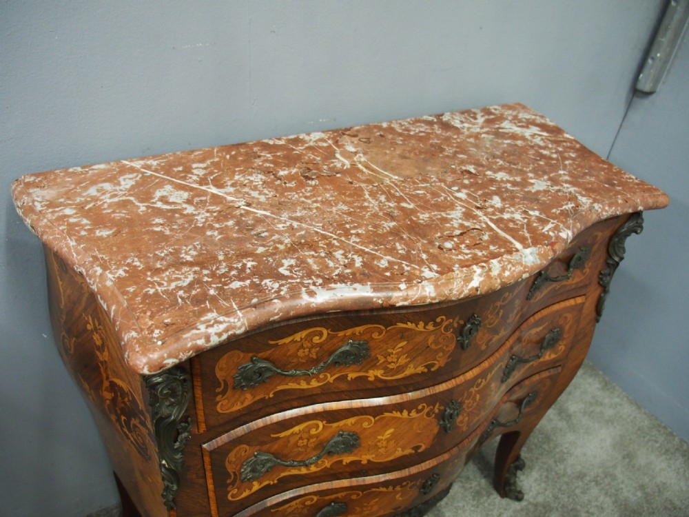 French Kingwood and Tulipwood Marble Top Commode View IV