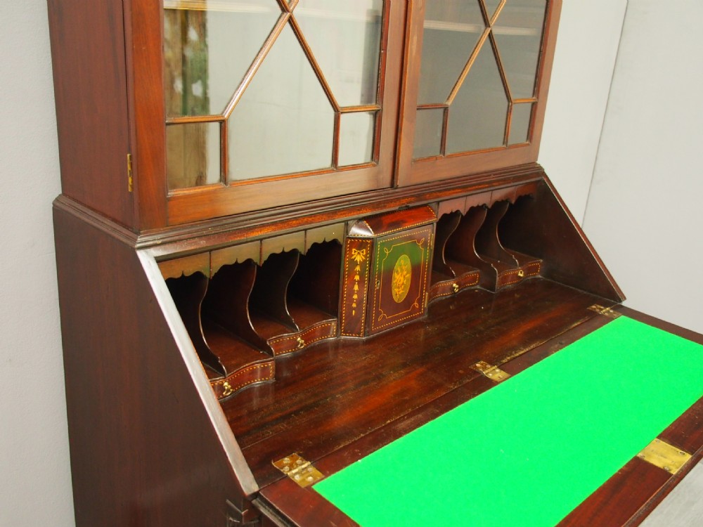 Georgian Style Inlaid Mahogany Bureau Bookcase View IV