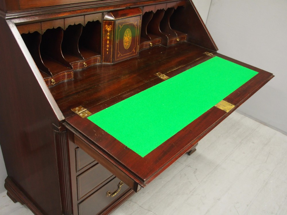 Georgian Style Inlaid Mahogany Bureau Bookcase View V