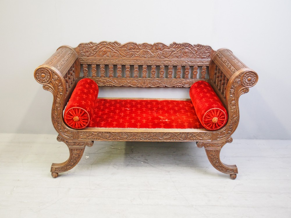 Carved Oak Small Sofa from Skibo Castle View VI