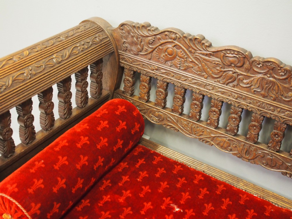 Carved Oak Small Sofa from Skibo Castle View VIII