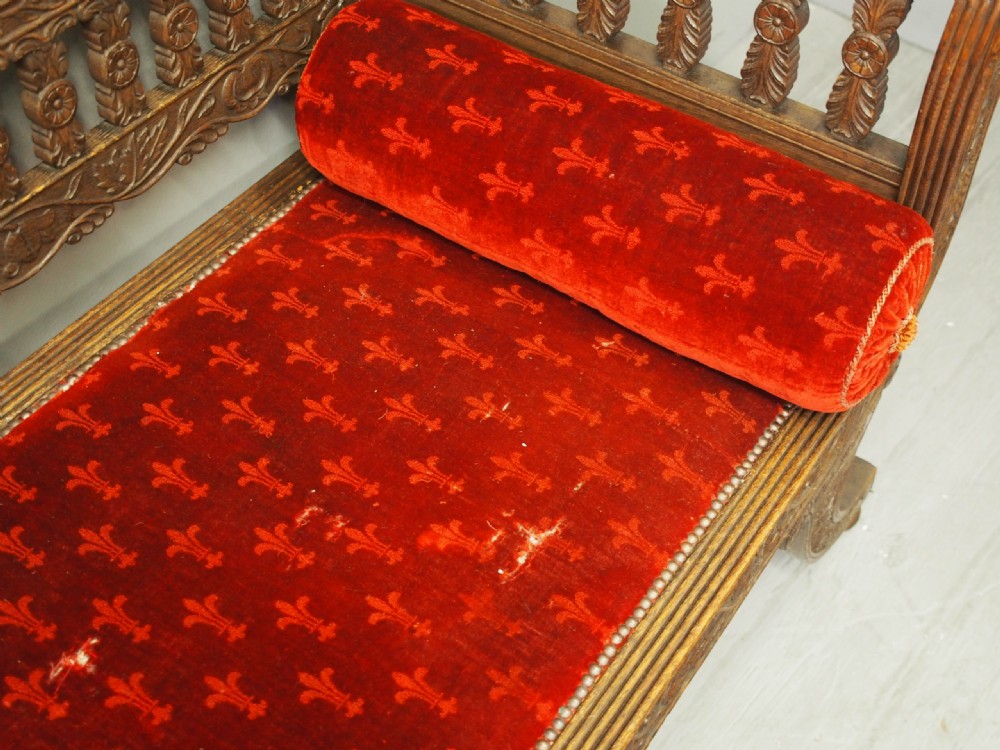 Carved Oak Small Sofa from Skibo Castle View XI