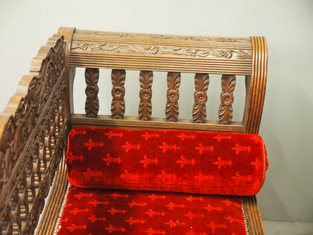 Carved Oak Small Sofa from Skibo Castle View XIII