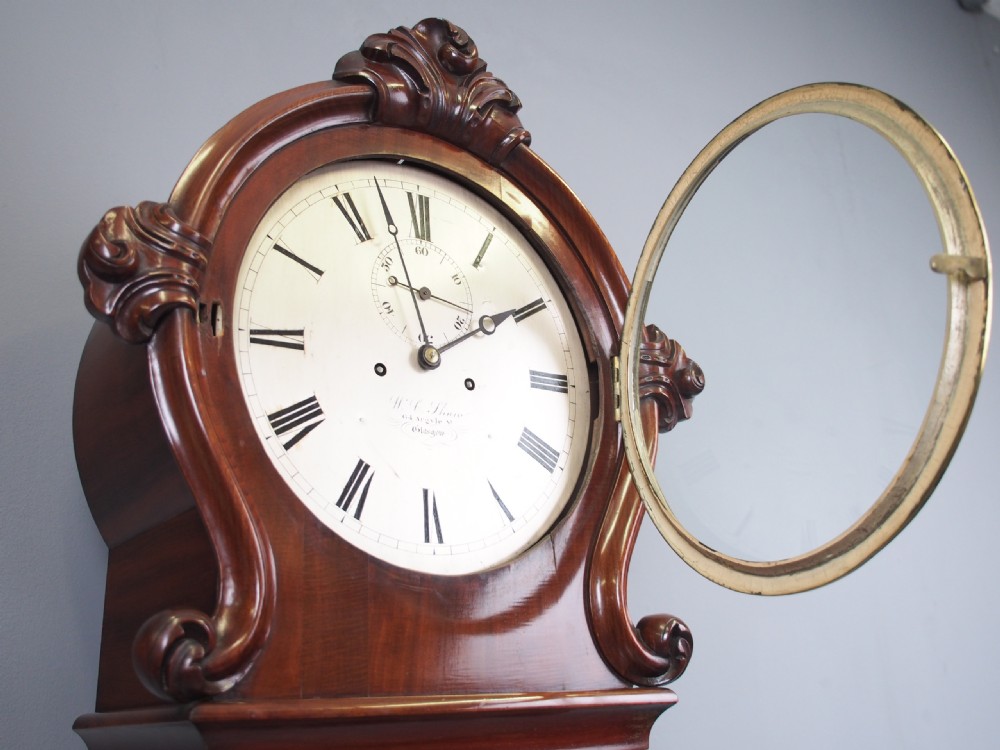 Victorian Mahogany Drum Head Longcase Clock by W. C. Shaw, Glasgow View V