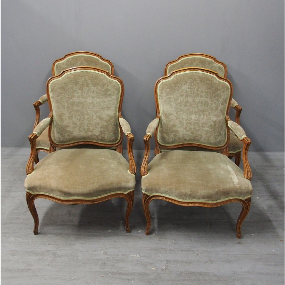 Set of 4 French Louis XV Style Armchairs