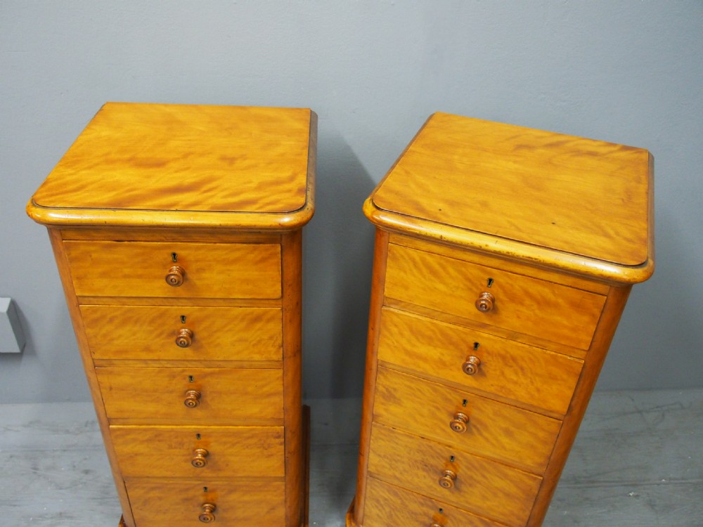 Pair of Tall Satin Birch Bedsides or Chests View IV