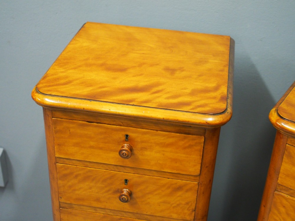 Pair of Tall Satin Birch Bedsides or Chests View V