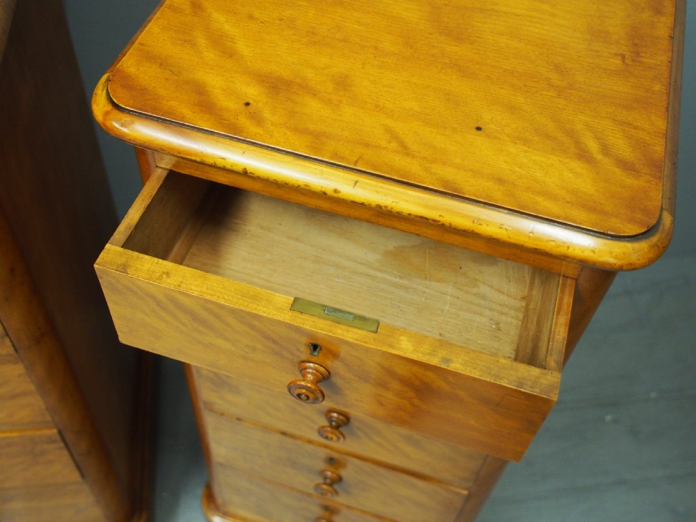 Pair of Tall Satin Birch Bedsides or Chests View VIII