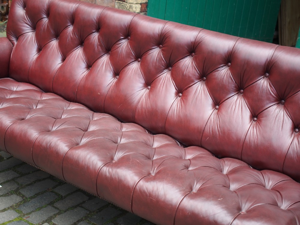 Burgundy Leather and Walnut Sofa By Gillows View IX