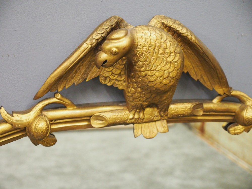 Carved Giltwood Bird Design Overmantel Mirror View IV