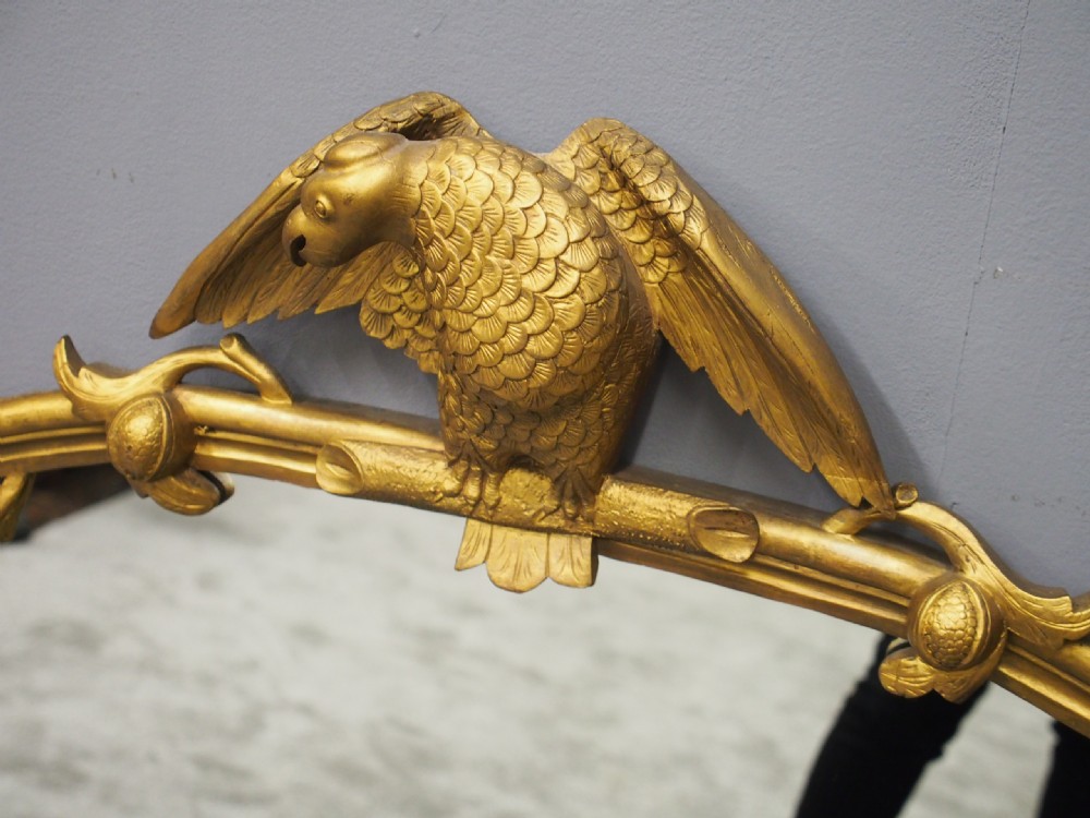 Carved Giltwood Bird Design Overmantel Mirror View V