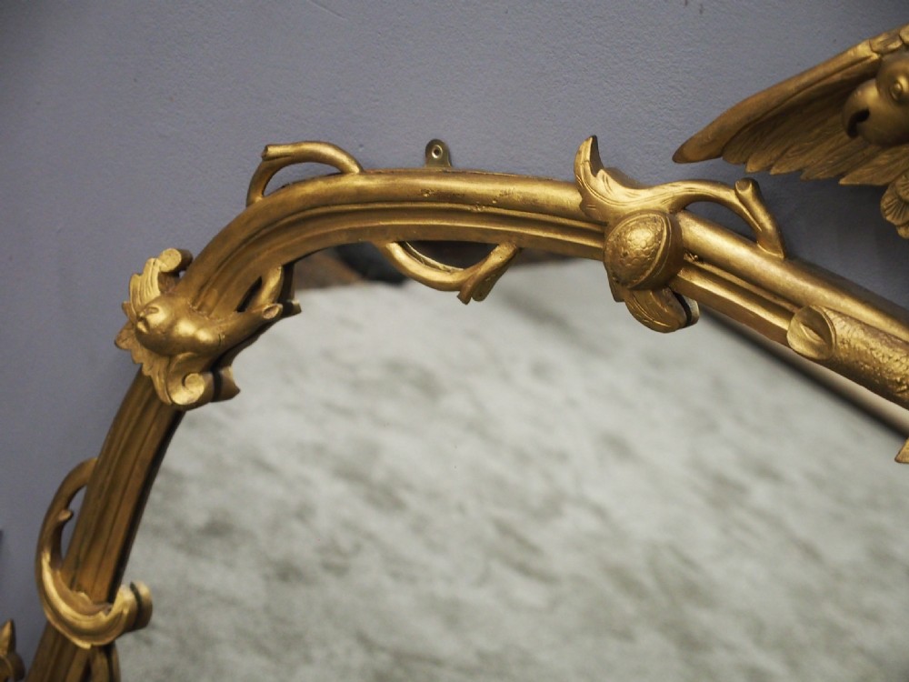 Carved Giltwood Bird Design Overmantel Mirror View VI