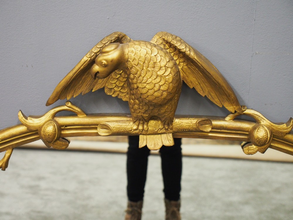 Carved Giltwood Bird Design Overmantel Mirror View IX