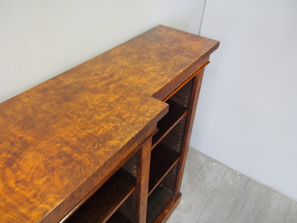 Mid Victorian Burr Walnut Open Bookcase View III