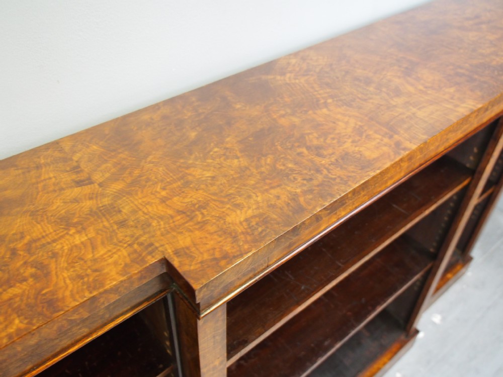Mid Victorian Burr Walnut Open Bookcase View XI