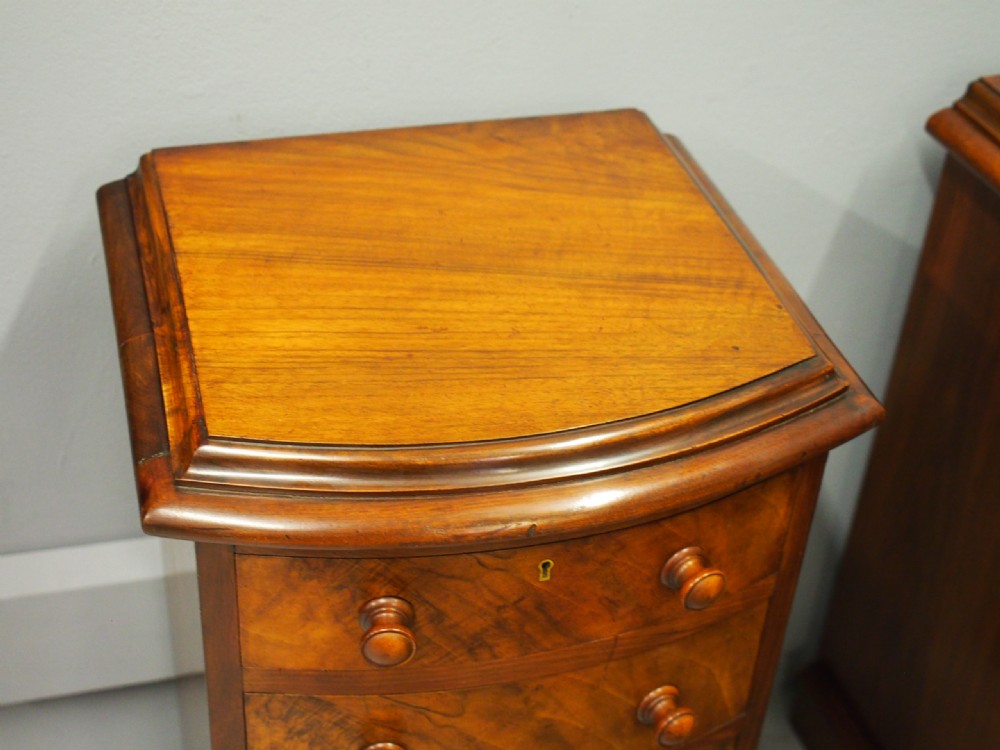 Pair of Victorian Bow Front Bedsides View V