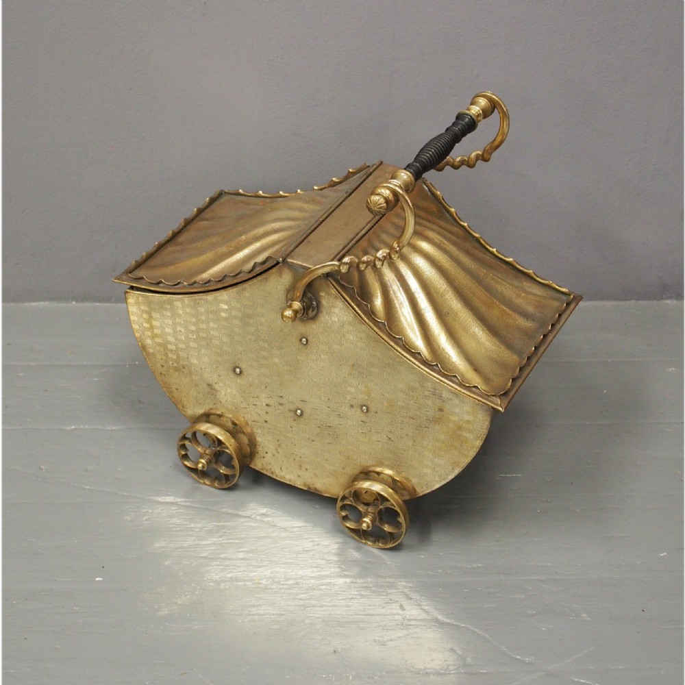 Brass Coal Bin in a Pram Design