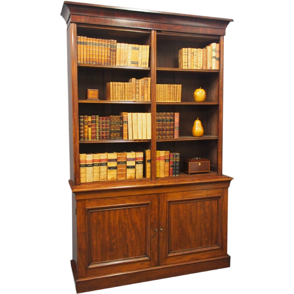 George IV Mahogany Two Part Open Bookcase