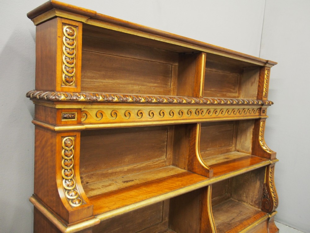 Victorian Carved and Gilded Waterfall Bookcase View III