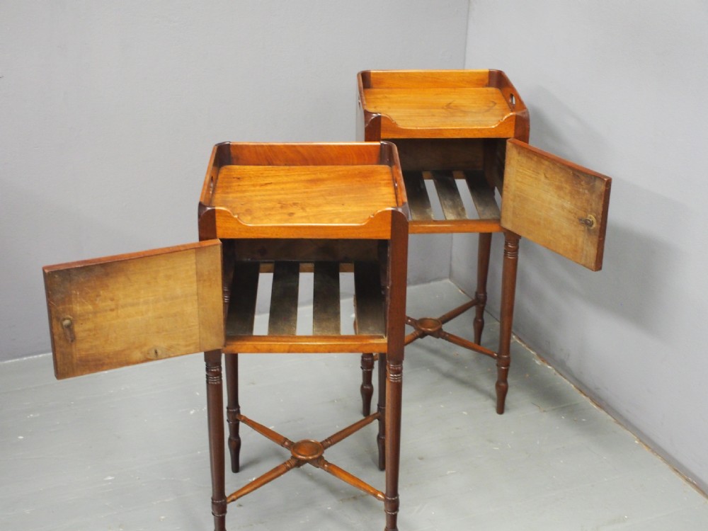 Pair of George III Mahogany Bedside Lockers View II