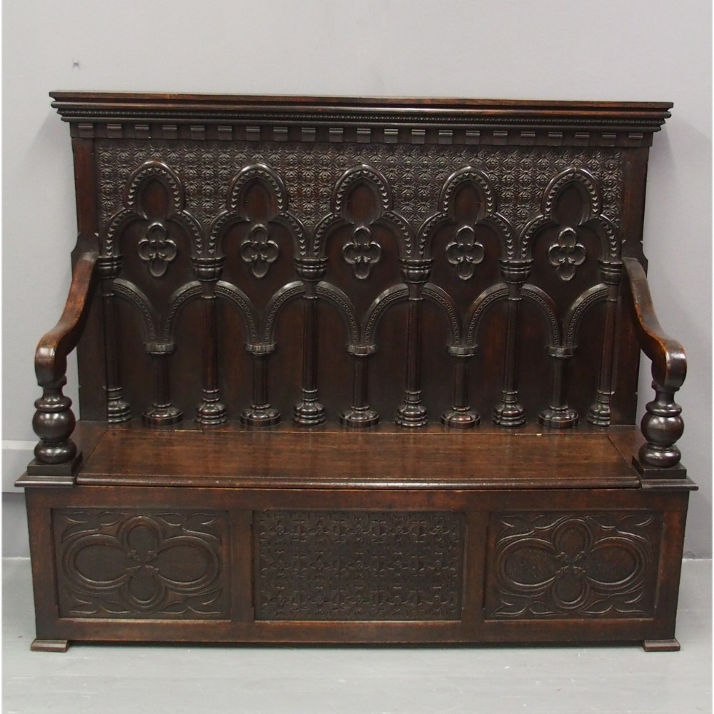 Gothic Oak Hall Bench