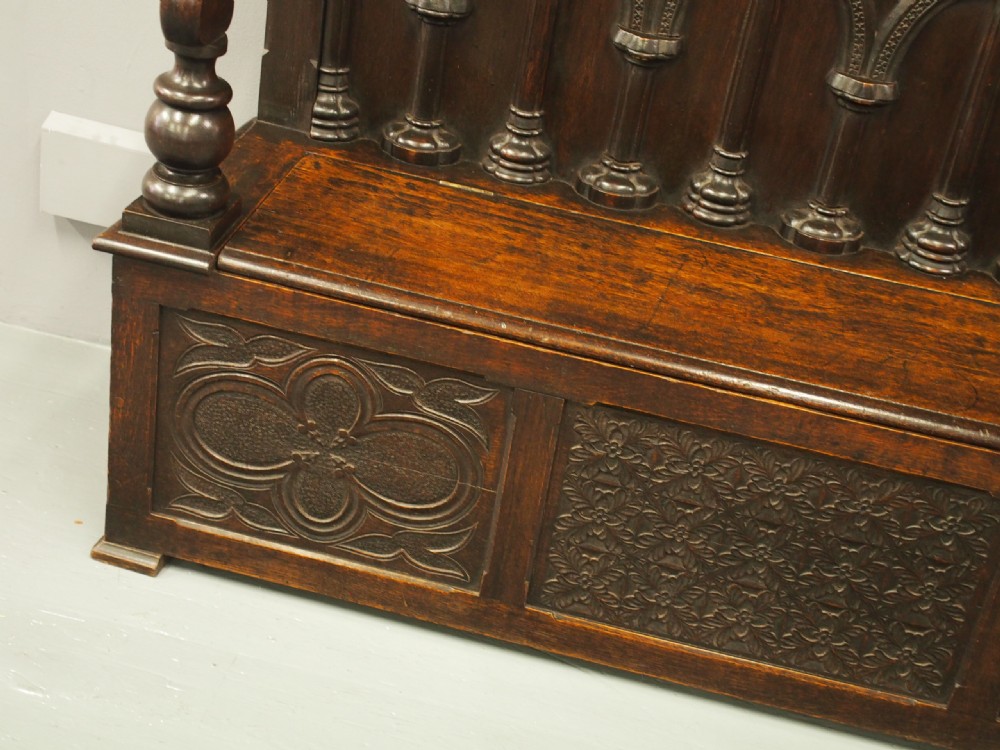 Gothic Oak Hall Bench View VI