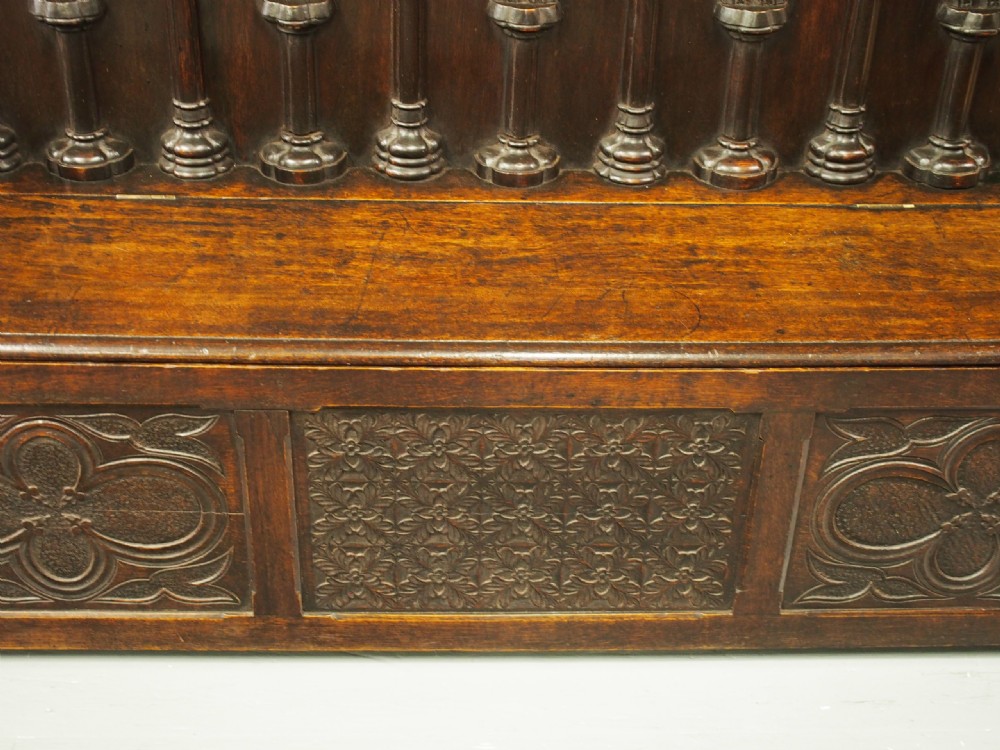 Gothic Oak Hall Bench View VIII
