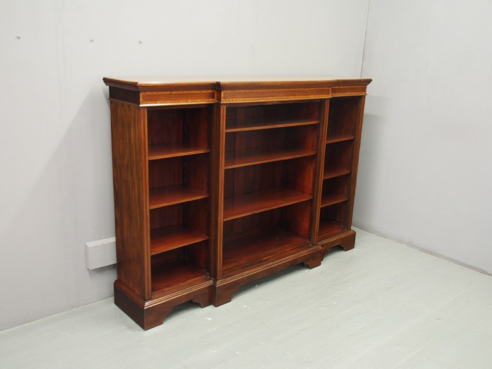 Sheraton Style Inlaid Mahogany Open Bookcase View II