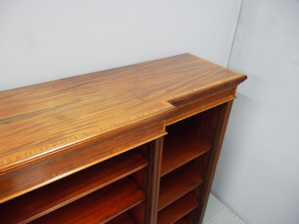 Sheraton Style Inlaid Mahogany Open Bookcase View XI