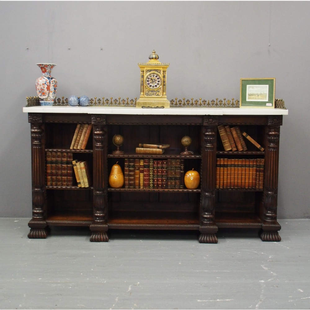 Rosewood and Marble Top Open Bookcase