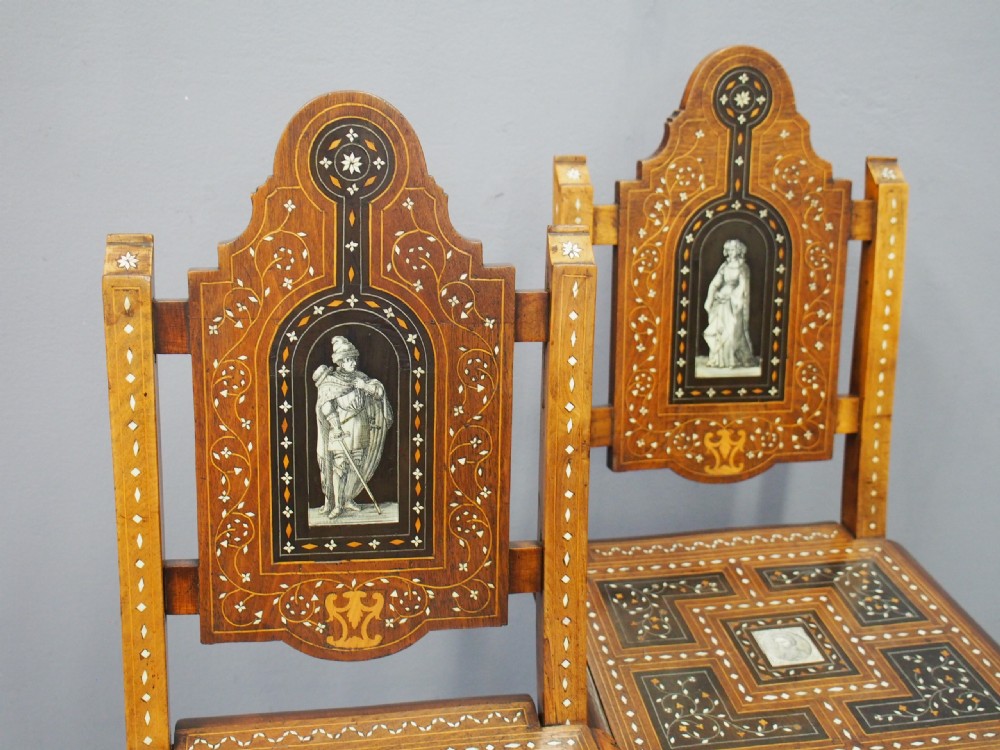 Pair of Italian Renaissance Style Hall Chairs View IV