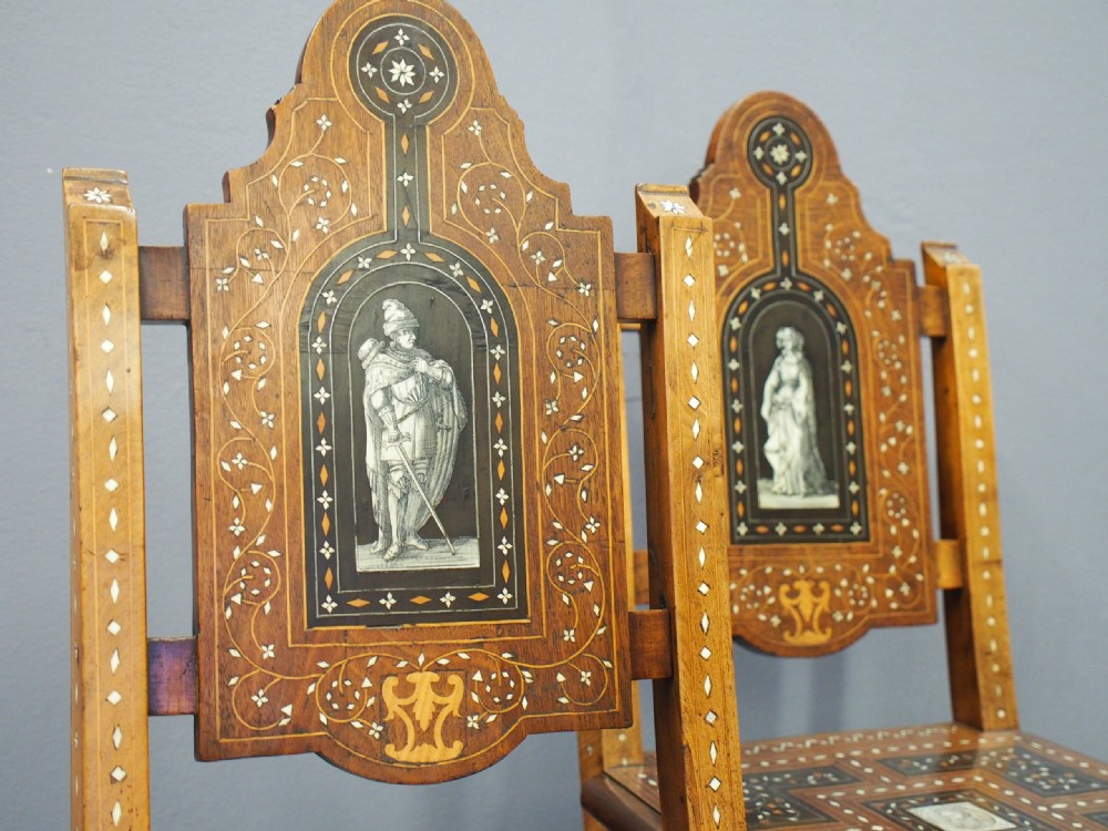 Pair of Italian Renaissance Style Hall Chairs View V