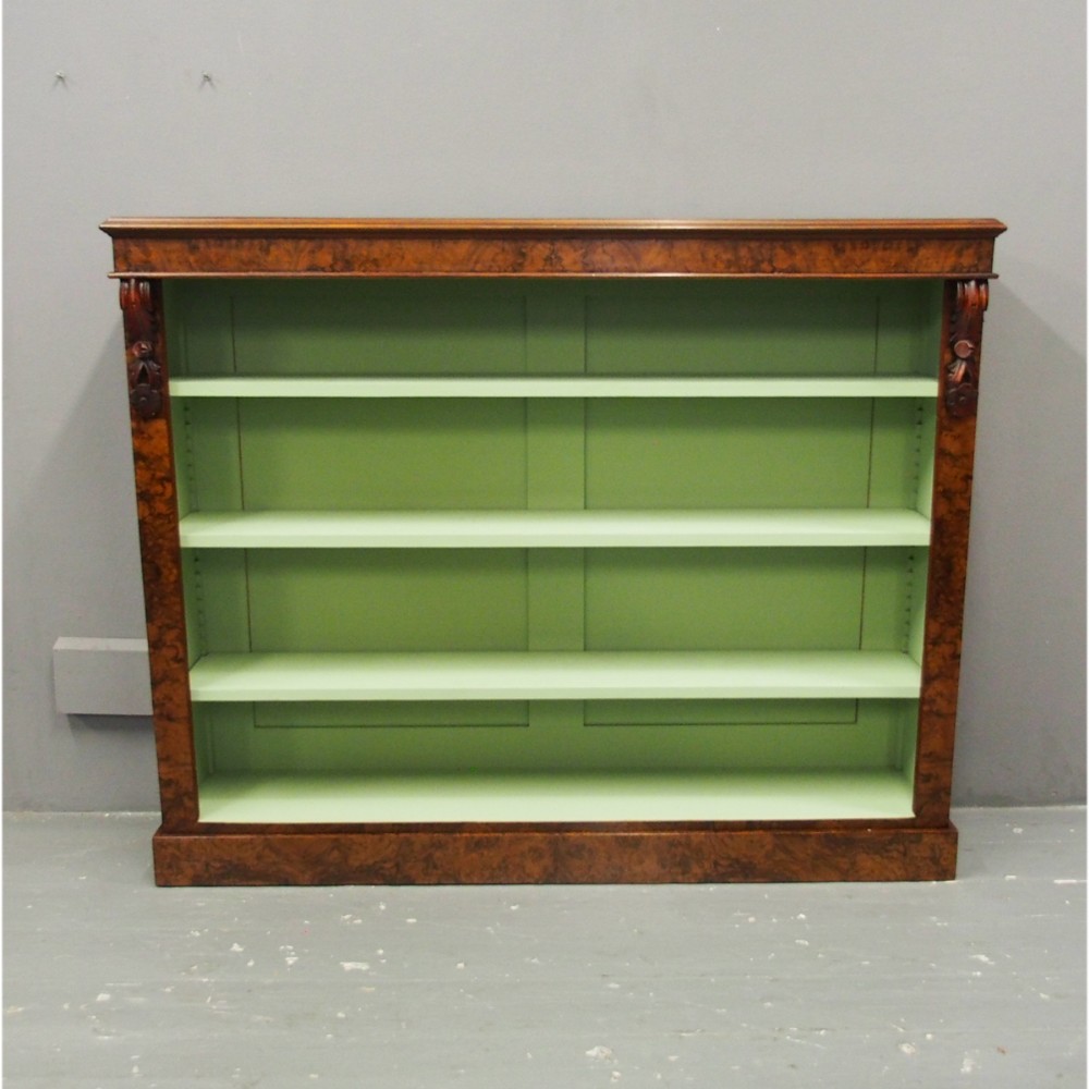 Victorian Burr Walnut Open Bookcase