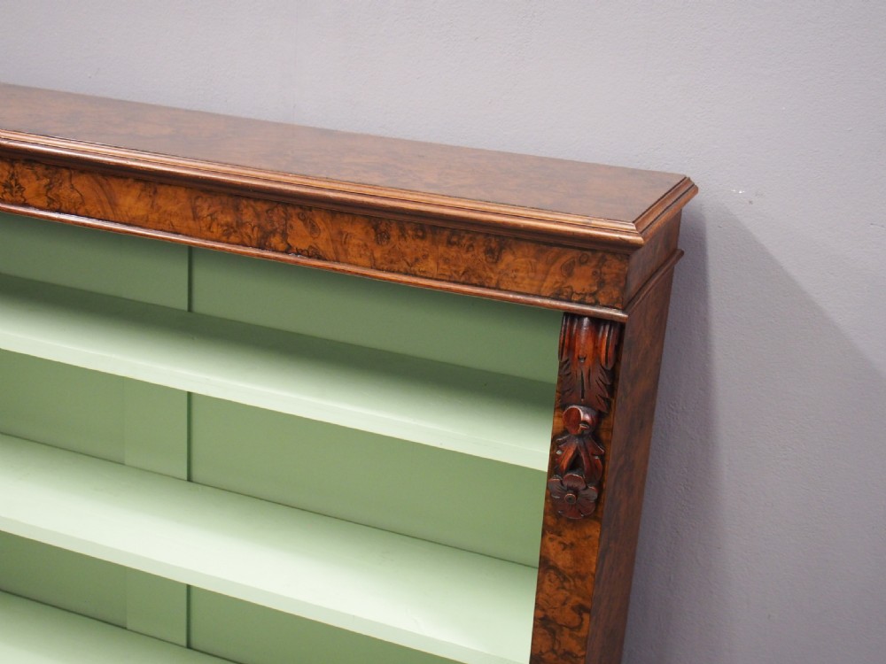 Victorian Burr Walnut Open Bookcase View II