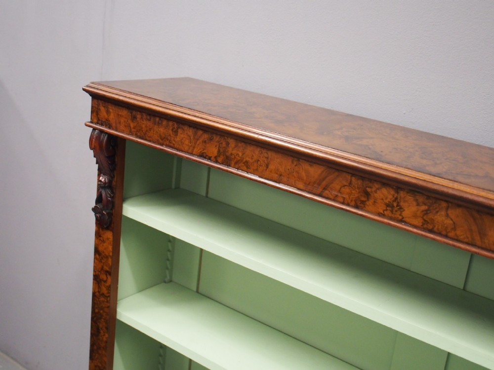 Victorian Burr Walnut Open Bookcase View III