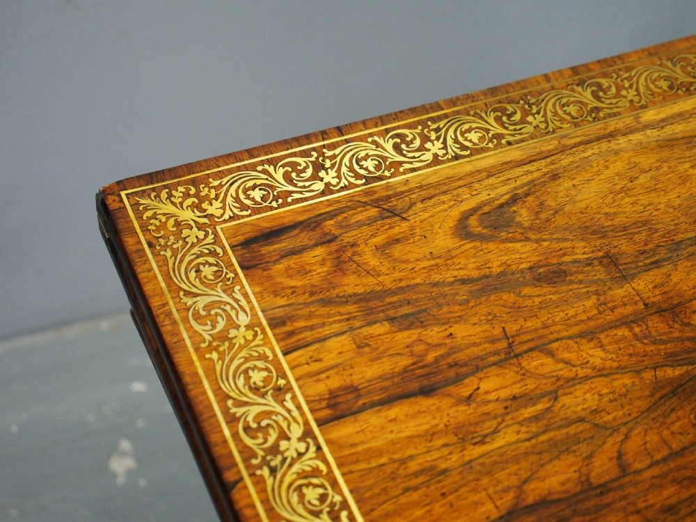 Regency Brass Inlaid Rosewood Games Table View III