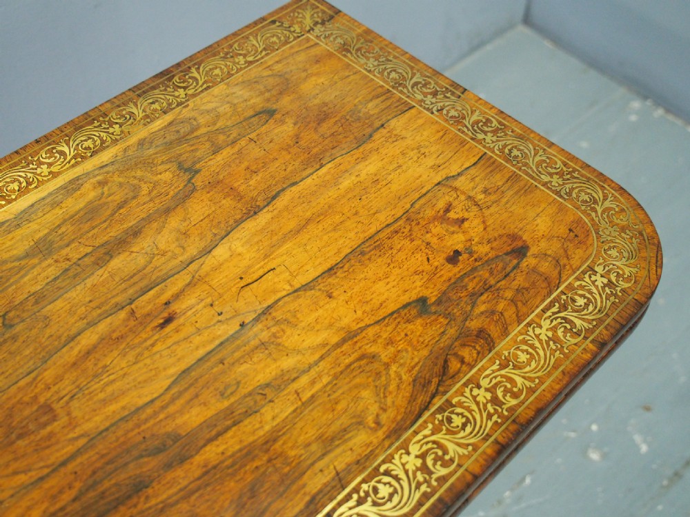 Regency Brass Inlaid Rosewood Games Table View IV