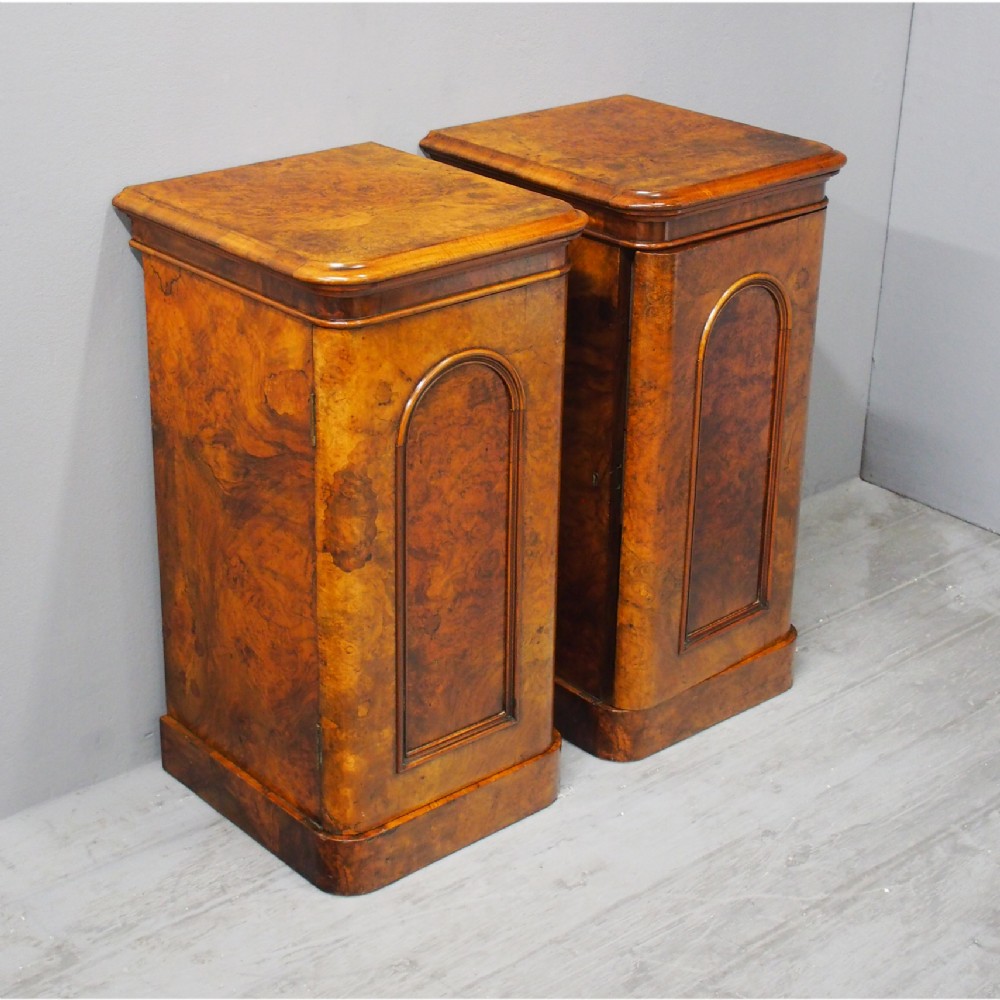 Pair of Victorian Burr Walnut Bedsides
